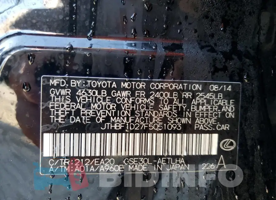 JTHBF1D27F5051093 Photo# 12