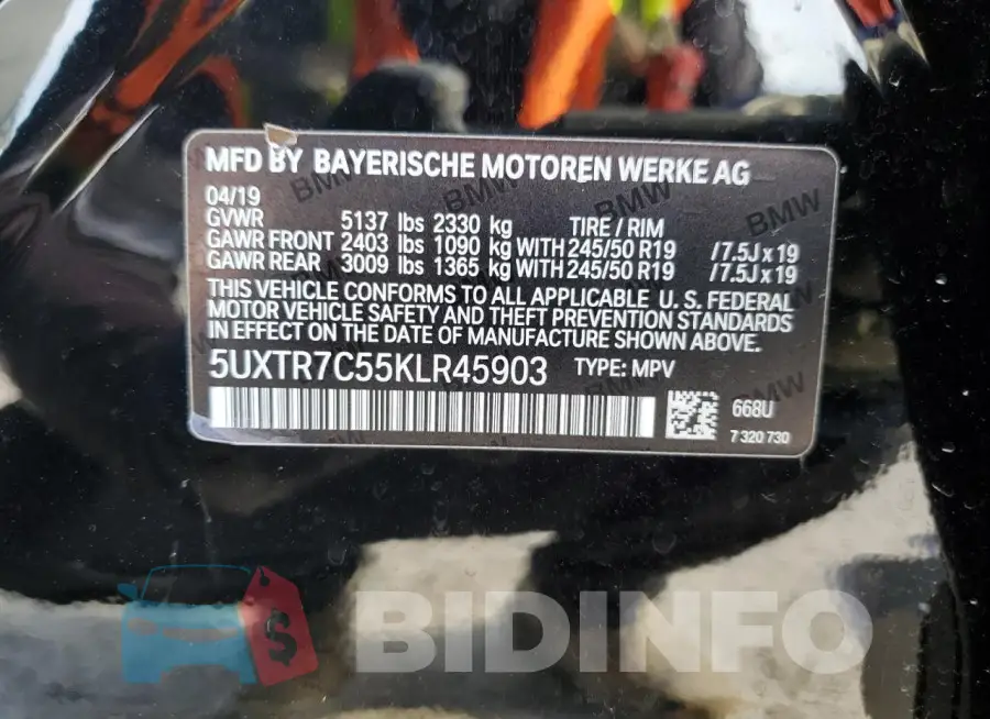 5UXTR7C55KLR45903 Photo# 13