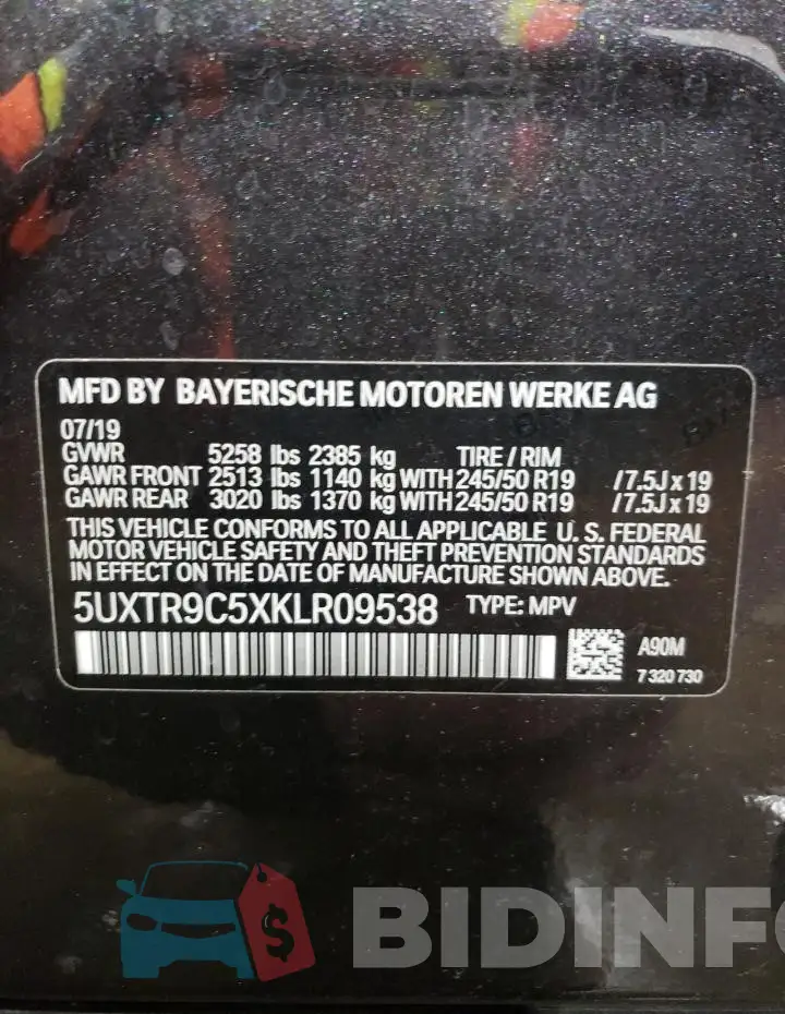 5UXTR9C5XKLR09538 Photo# 14