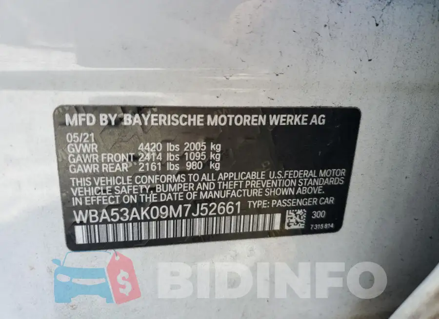WBA53AK09M7J52661 Photo# 12