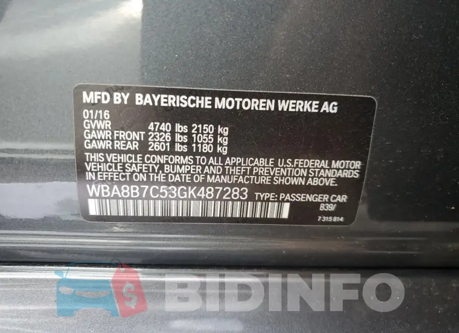 WBA8B7C53GK487283 Photo# 12
