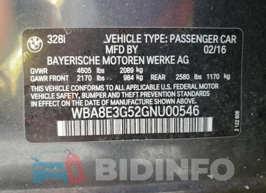 WBA8E3G52GNU00546 Photo# 13