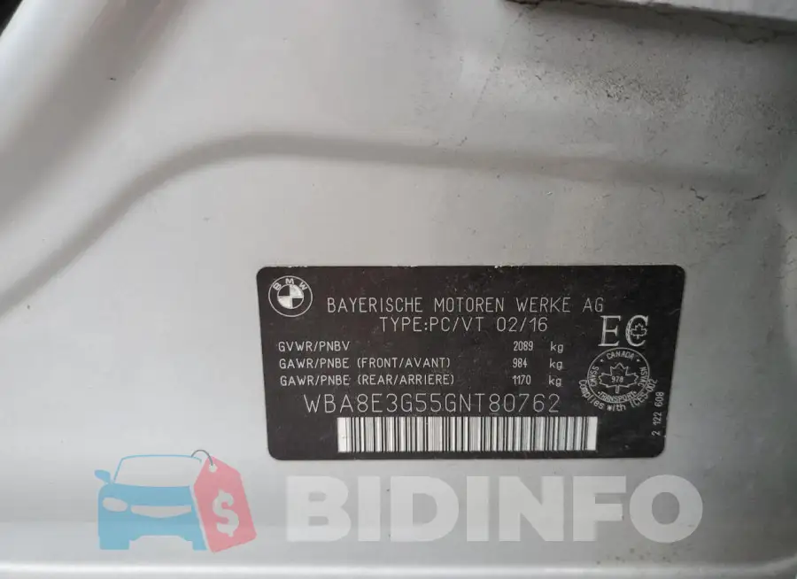 WBA8E3G55GNT80762 Photo# 13