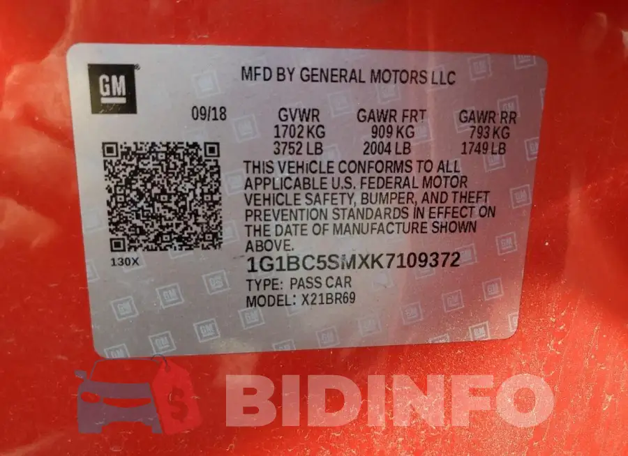 1G1BC5SMXK7109372 Photo# 12