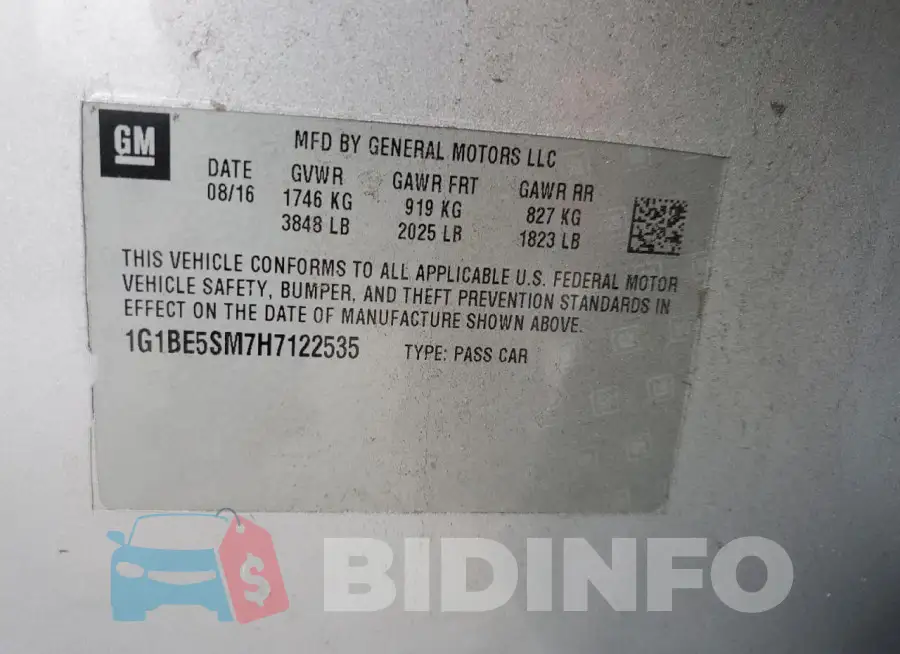 1G1BE5SM7H7122535 Photo# 12