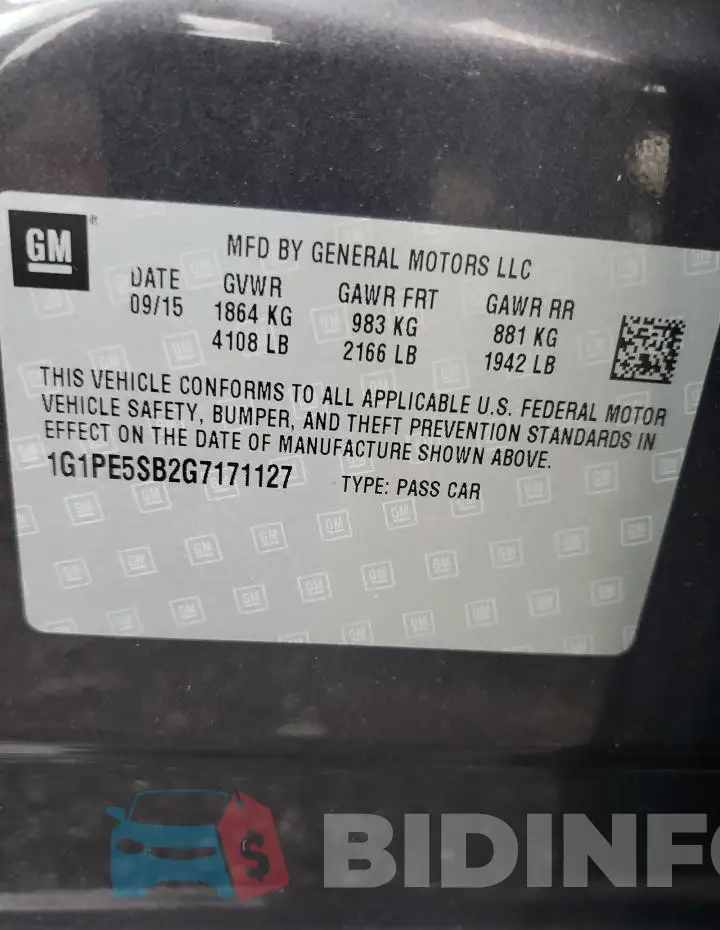 1G1PE5SB2G7171127 Photo# 13