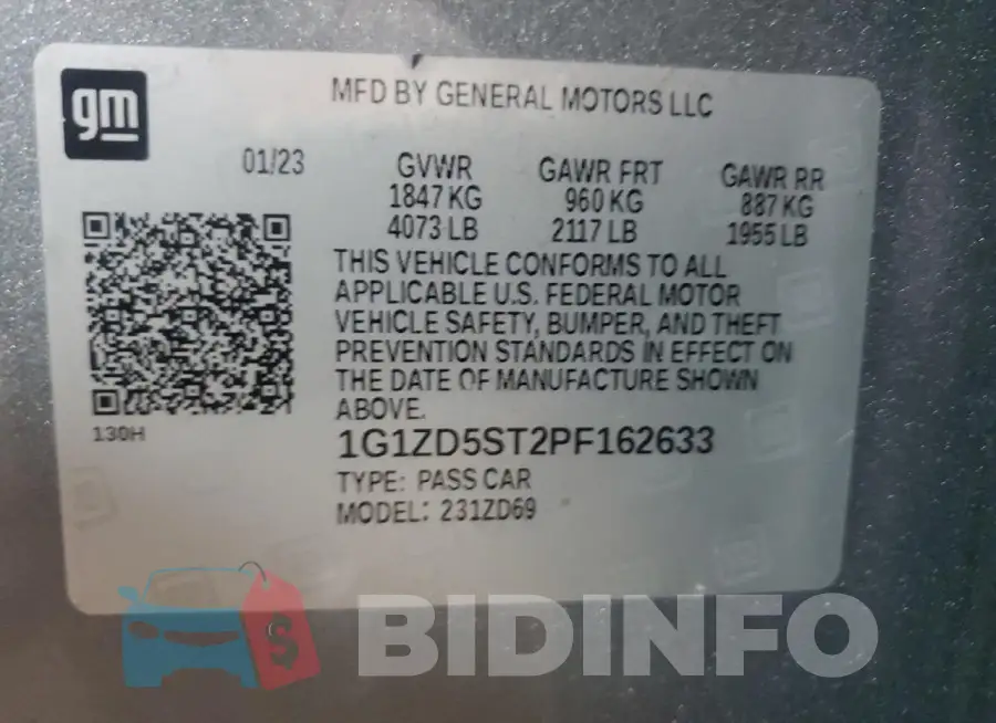 1G1ZD5ST2PF162633 Photo# 13