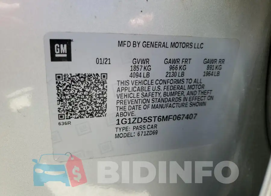 1G1ZD5ST6MF067407 Photo# 12