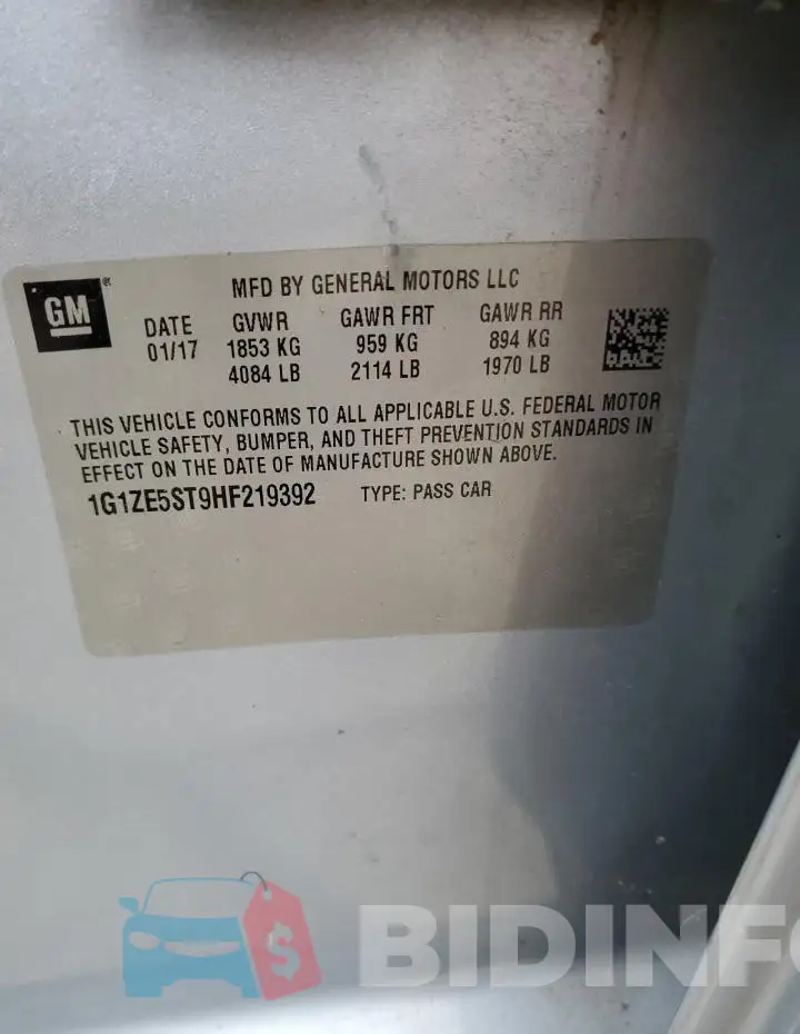 1G1ZE5ST9HF219392 Photo# 13