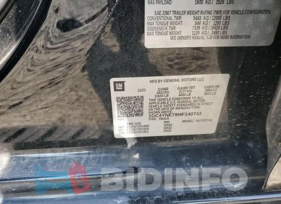 1GC4YNE79MF140743 Photo# 12