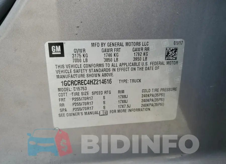 1GCRCREC4HZ214616 Photo# 13