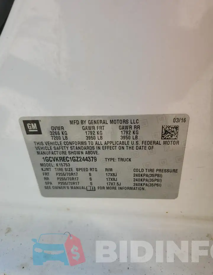 1GCVKREC1GZ244379 Photo# 12