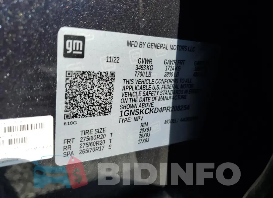 1GNSKCKD4PR208254 Photo# 14