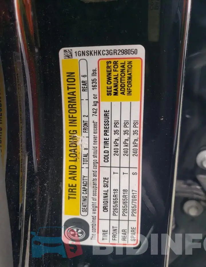 1GNSKHKC3GR298050 Photo# 13