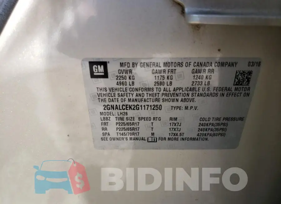 2GNALCEK2G1171250 Photo# 12