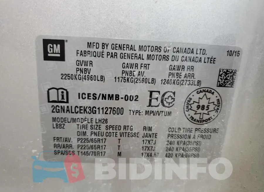 2GNALCEK3G1127600 Photo# 13