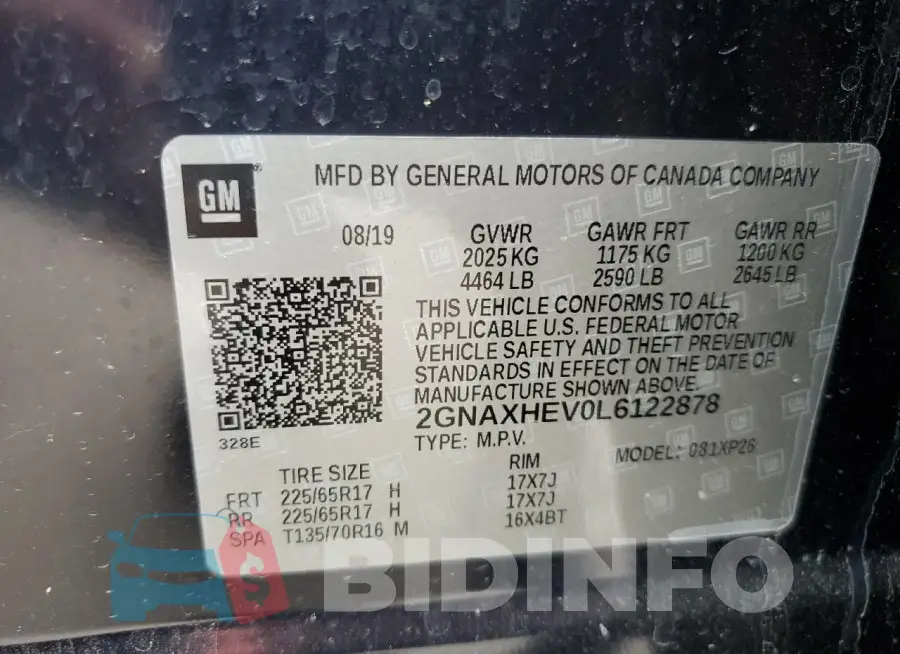 2GNAXHEV0L6122878 Photo# 13