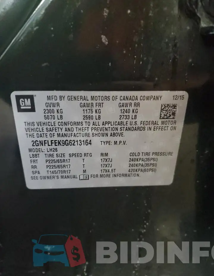 2GNFLFEK9G6213164 Photo# 13
