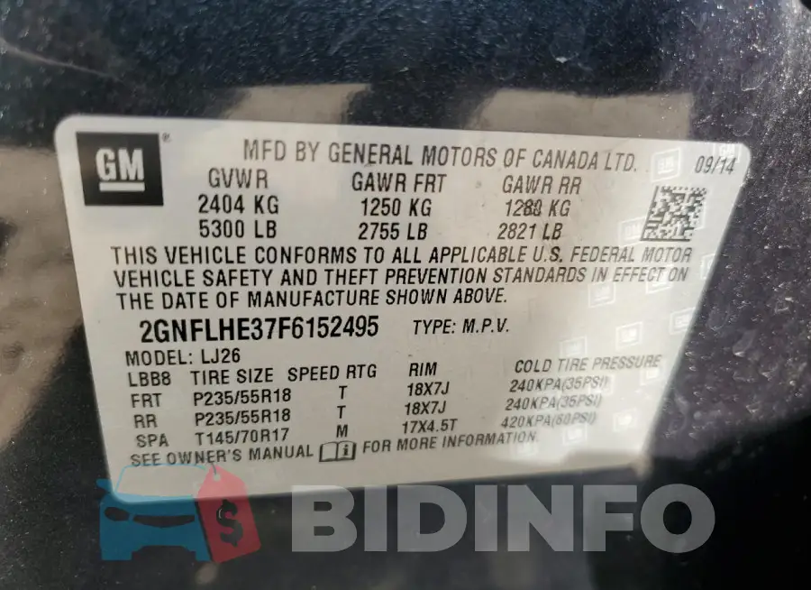 2GNFLHE37F6152495 Photo# 13