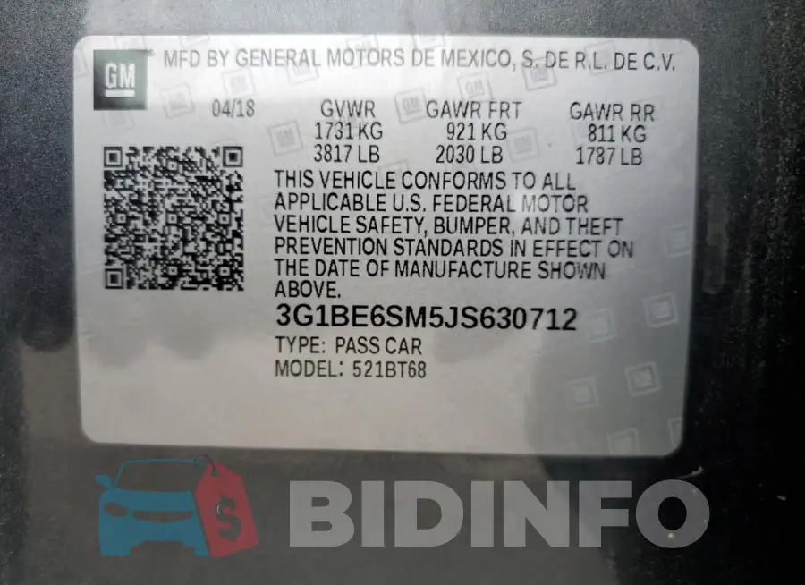 3G1BE6SM5JS630712 Photo# 12