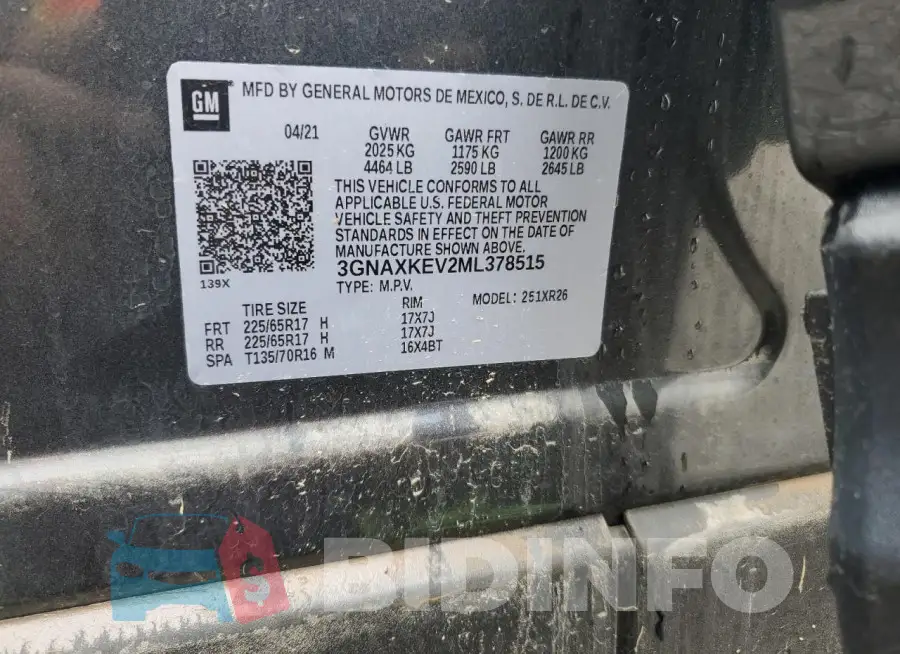 3GNAXKEV2ML378515 Photo# 13