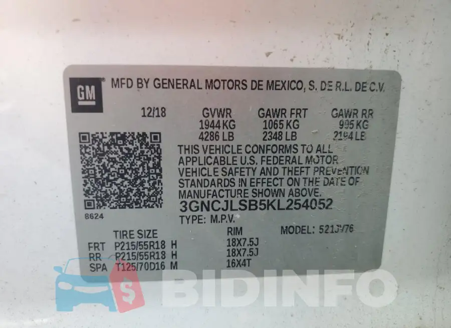 3GNCJLSB5KL254052 Photo# 13