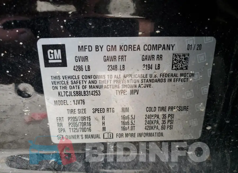 KL7CJLSB8LB314253 Photo# 13