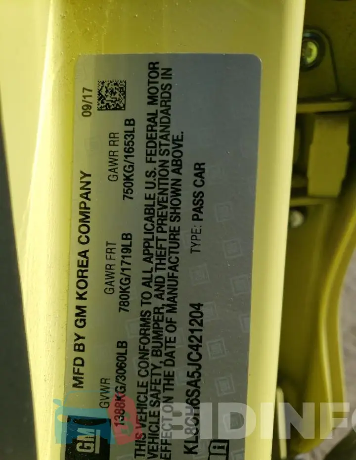 KL8CH6SA5JC421204 Photo# 13