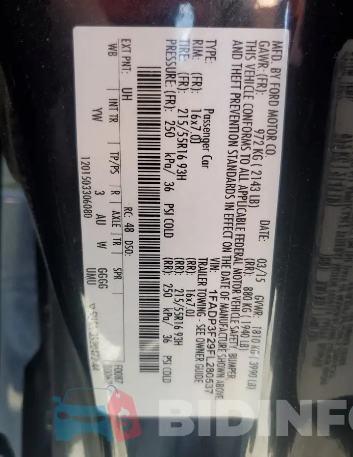 1FADP3F29FL280537 Photo# 12