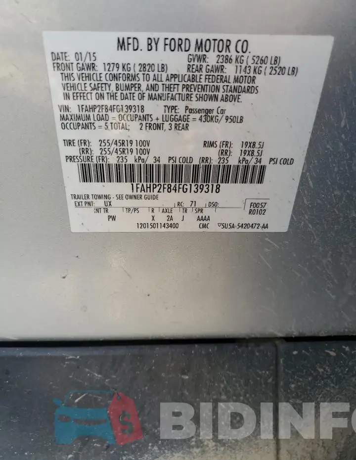 1FAHP2F84FG139318 Photo# 12