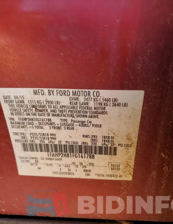 1FAHP2H81FG161788 Photo# 12
