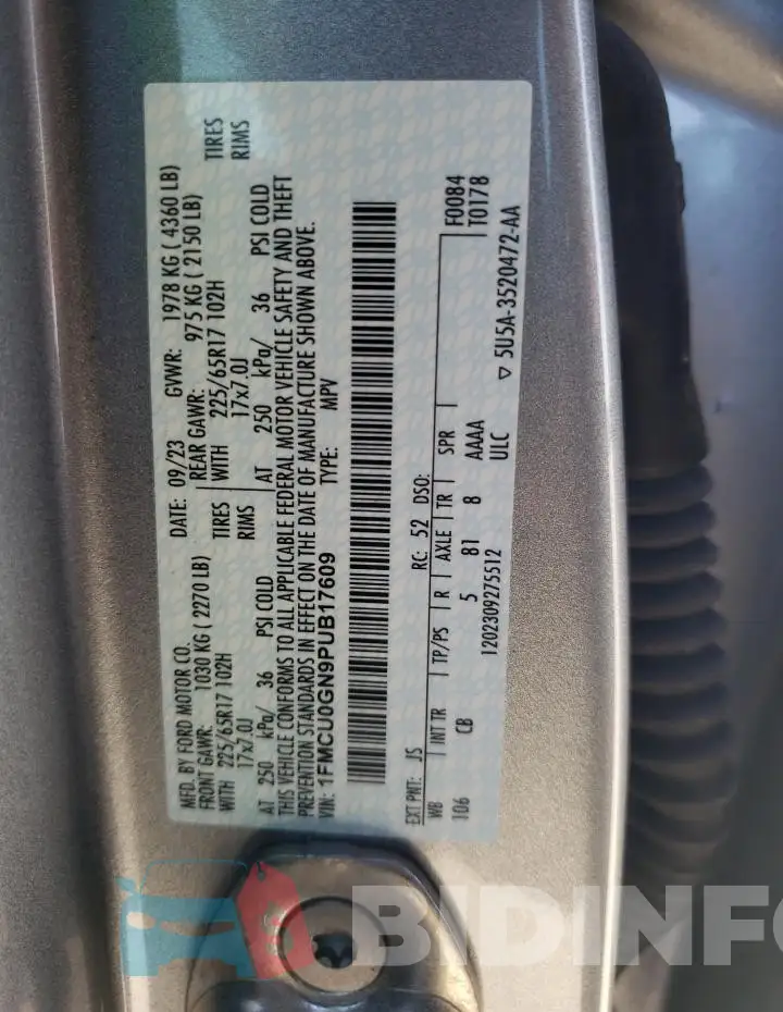 1FMCU0GN9PUB17609 Photo# 13