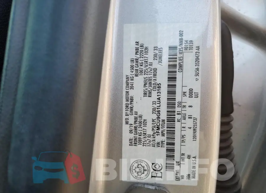 1FMCU9G61LUA13185 Photo# 14