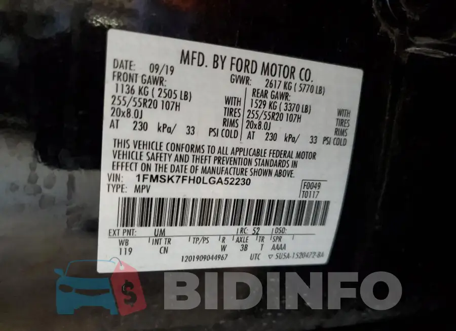 1FMSK7FH0LGA52230 Photo# 13