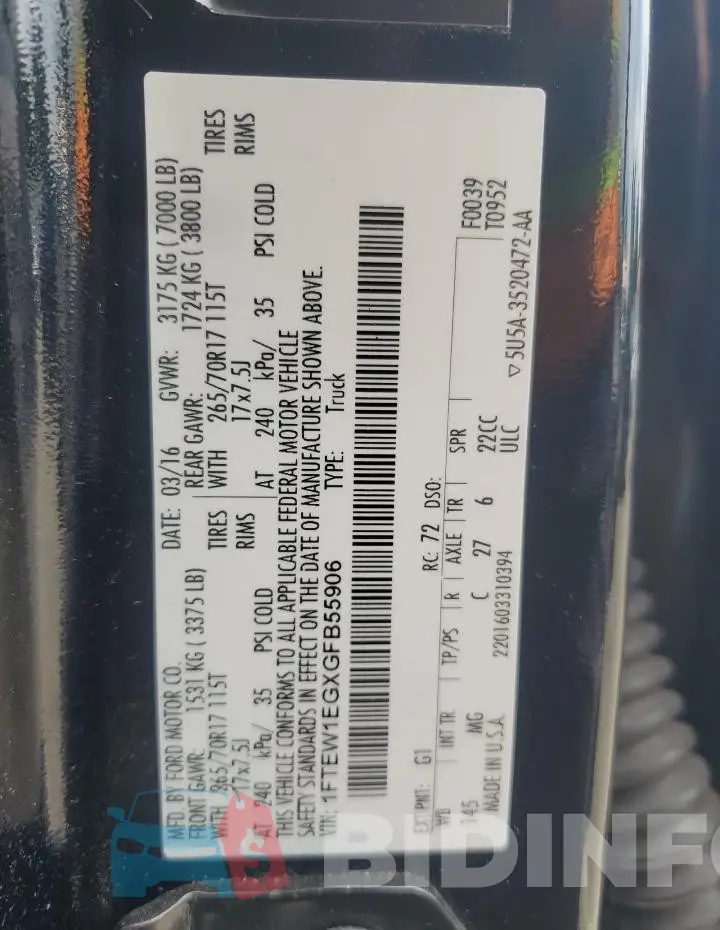 1FTEW1EGXGFB55906 Photo# 12