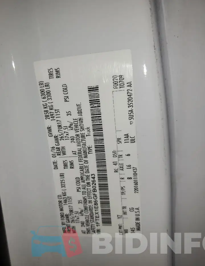 1FTEX1E86GFB02643 Photo# 12