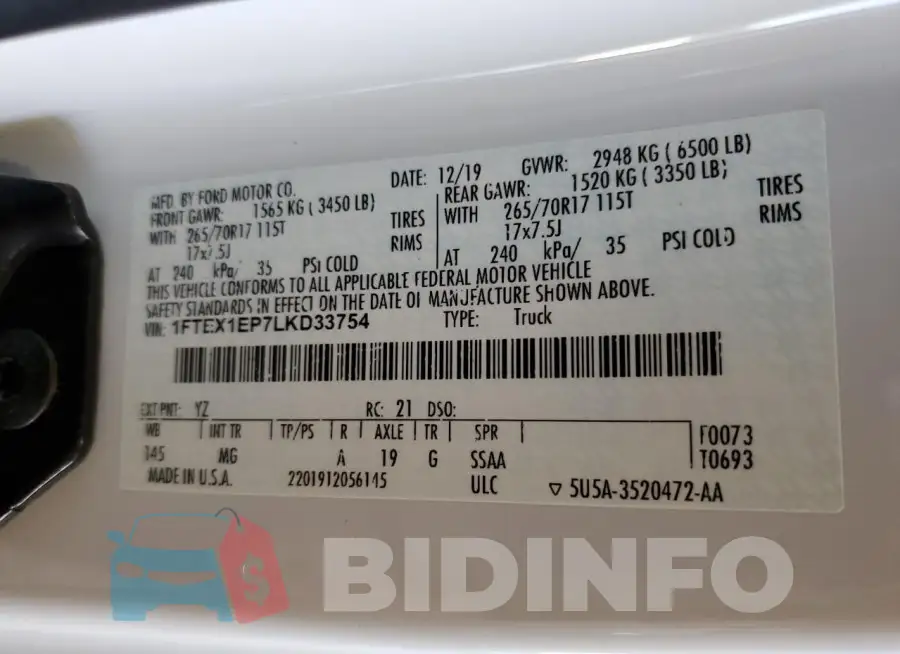 1FTEX1EP7LKD33754 Photo# 12