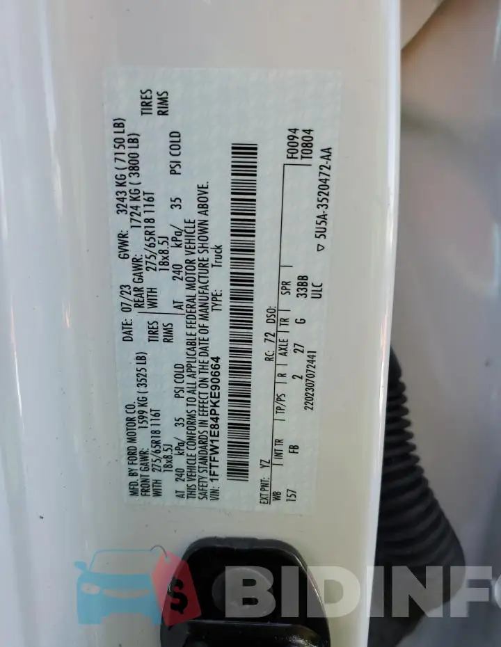 1FTFW1E84PKE90664 Photo# 12