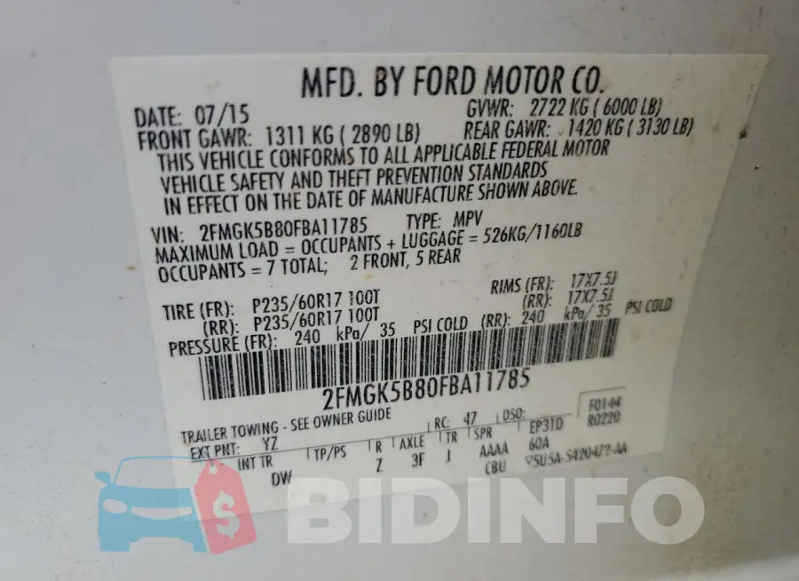 2FMGK5B80FBA11785 Photo# 13