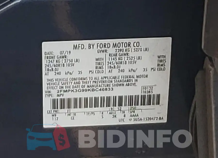 2FMPK3G99KBC46833 Photo# 12