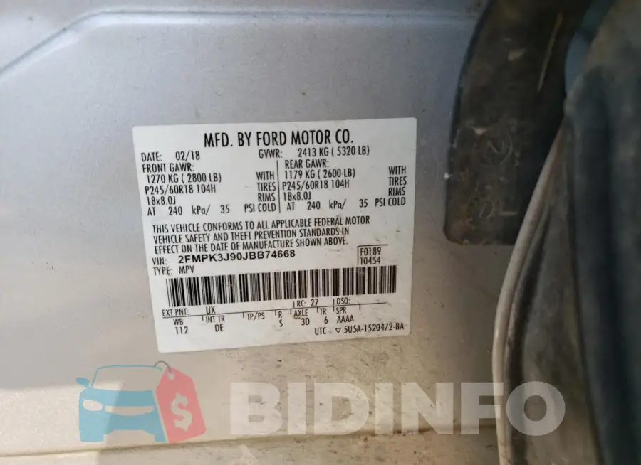 2FMPK3J90JBB74668 Photo# 14