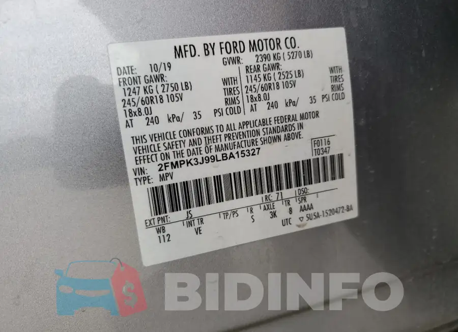 2FMPK3J99LBA15327 Photo# 13