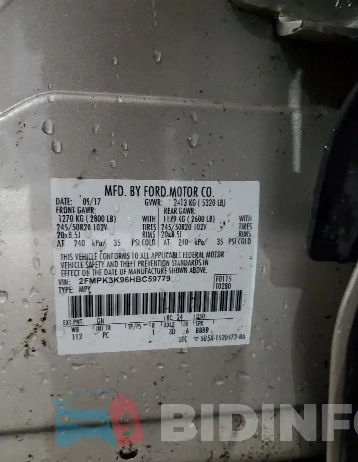 2FMPK3K96HBC59779 Photo# 13