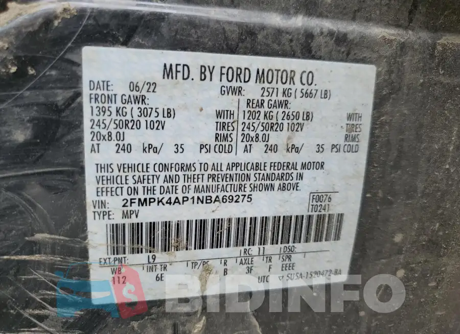 2FMPK4AP1NBA69275 Photo# 14