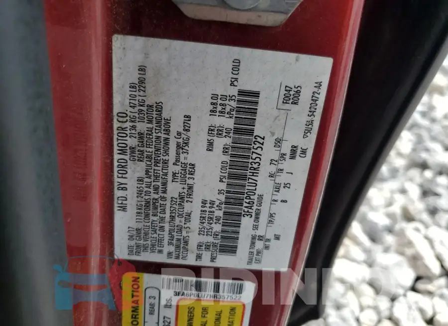 3FA6P0LU7HR357522 Photo# 12