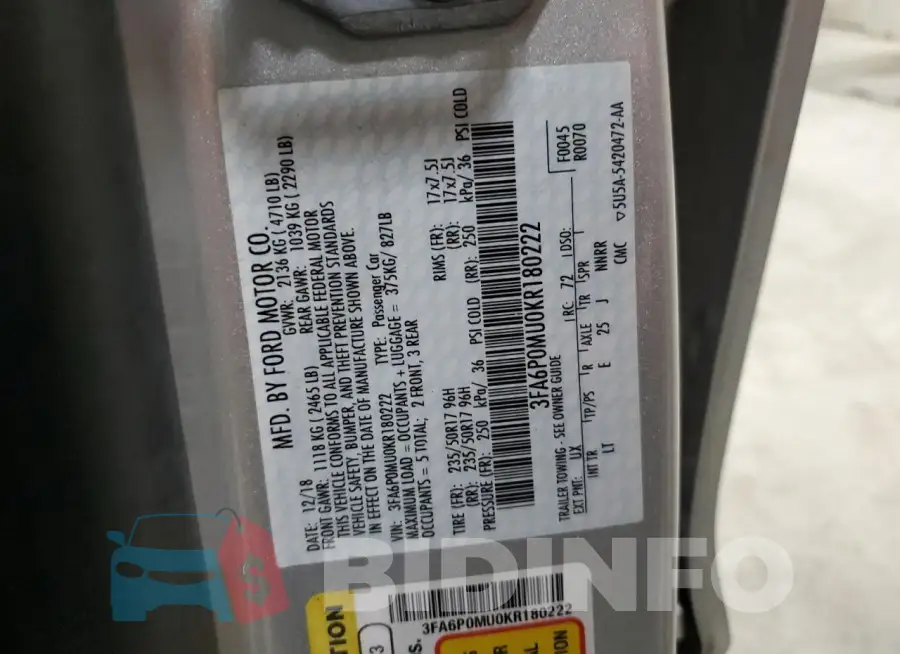 3FA6P0MU0KR180222 Photo# 12