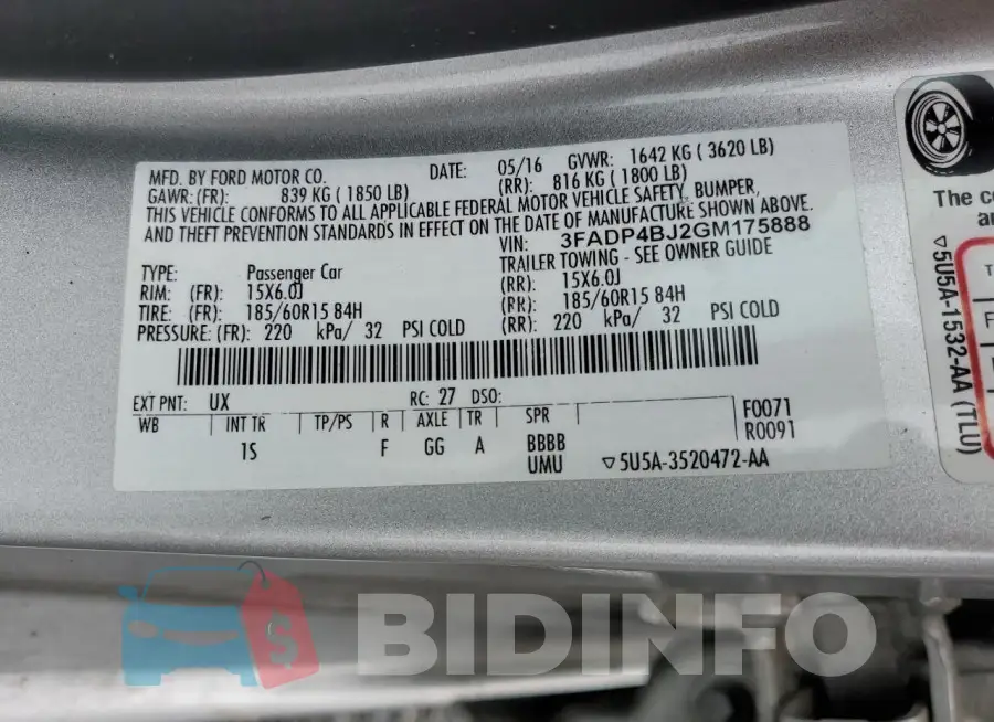 3FADP4BJ2GM175888 Photo# 12