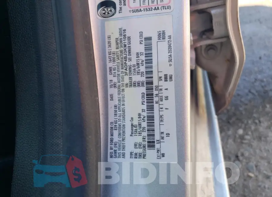 3FADP4BJ3KM110816 Photo# 12