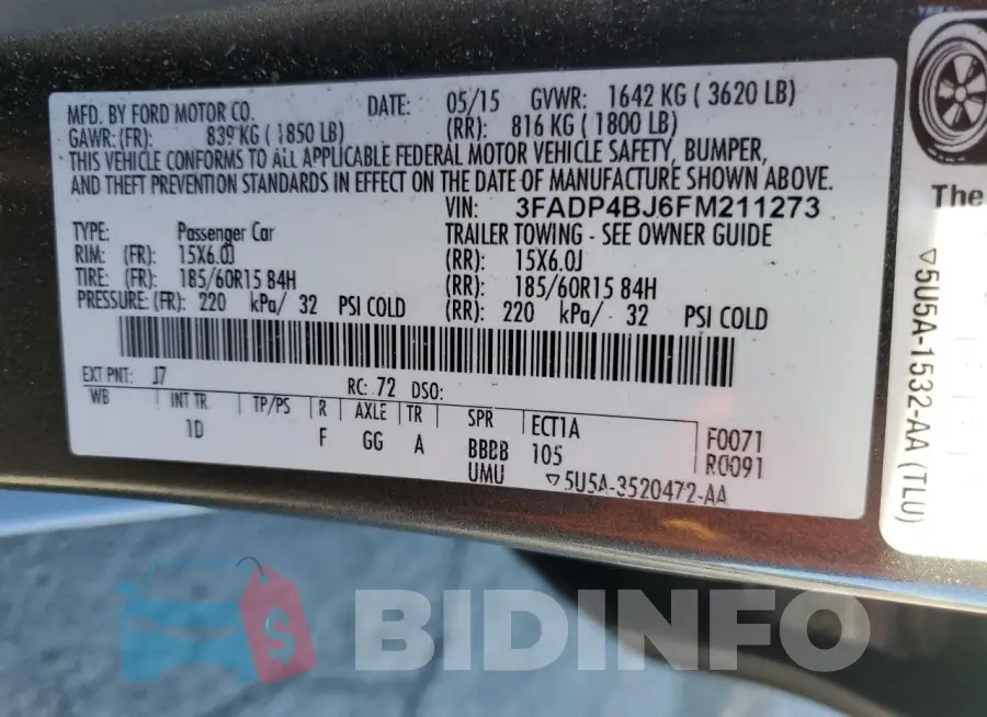 3FADP4BJ6FM211273 Photo# 12