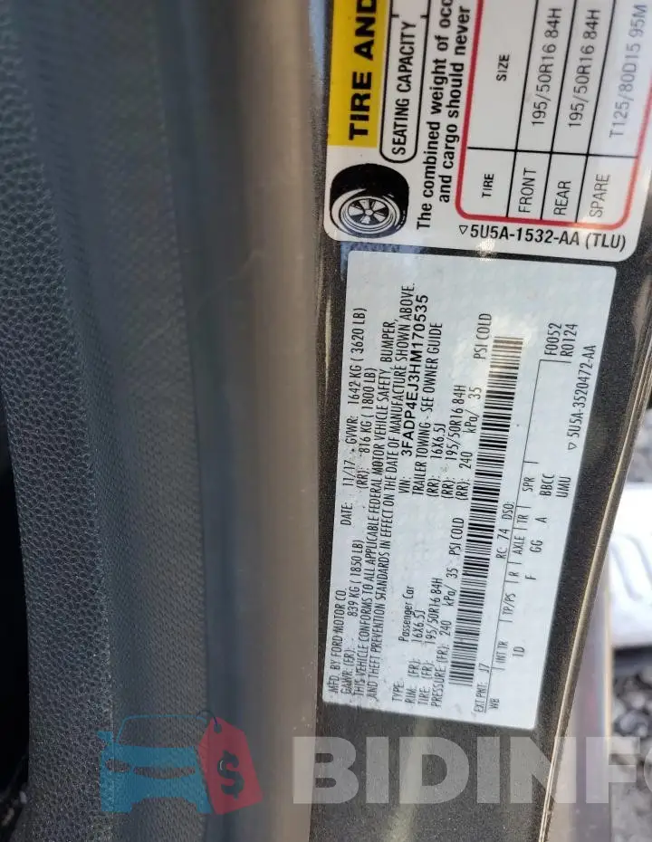 3FADP4EJ3HM170535 Photo# 12